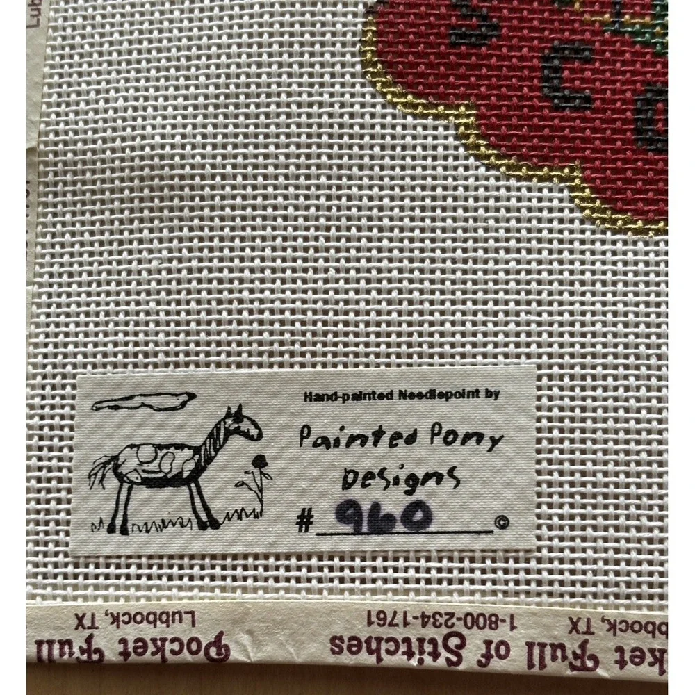 Needlepoint Canvas Scotties Angel Hand Painted Pony Scotty Charm Red Plaid